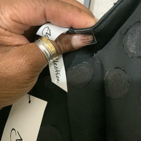 NWT NY COLLECTION Petite Short Sleeve Belted Swiss Dot Dress. Size PL - Picture 3 of 4